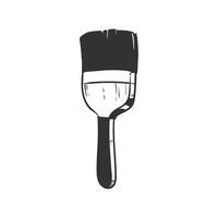 A black and white drawing of a paintbrush vector