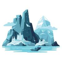 Icebergs in the ocean with snow on top vector