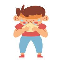 Boy sneezing, sneezing, sneezing, sneezing, sneez vector
