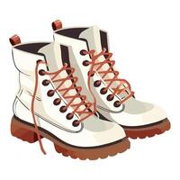 White boots with laces on a white background vector