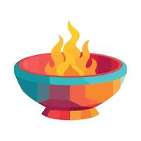 A colorful bowl with fire in it vector