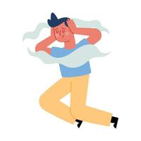 Illustration of a man with a headache vector
