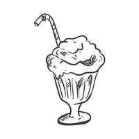 Ice cream sundae with a straw and a straw illustration vector