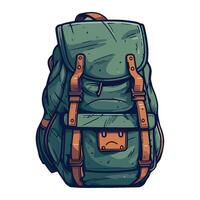 A green backpack with straps and straps vector