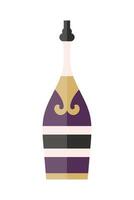 A bottle of champagne with a gold and purple stripe vector