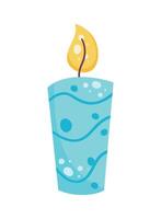 A blue candle with a yellow flame in it vector