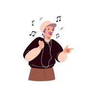 An illustration of a man singing with music notes vector