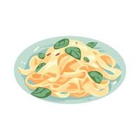 Pasta with basil leaf illustration on a white background vector