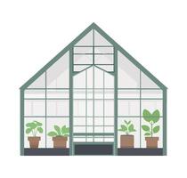 Greenhouse with potted plants vector