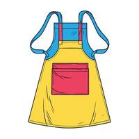 A yellow apron with blue and red pockets vector