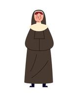 A nun in a brown dress with a white collar vector