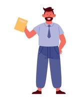 Man with a folder holding it up vector