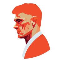 A man in an orange suit with a red tie vector