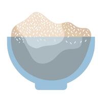 A bowl of rice in a bowl on a white background vector