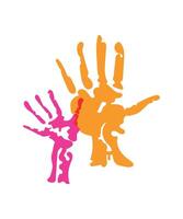 A handprint with a pink and orange hand vector