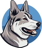 A friendly and playful cartoon wolf head illustration with a happy expression vector