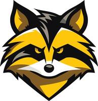 A bold and edgy raccoon logo with a fierce expression vector