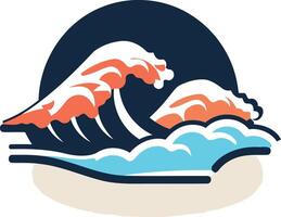 Stylized illustration of a crashing wave with a dark blue background vector