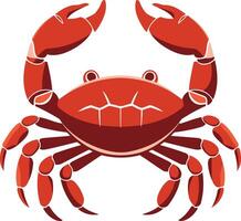 A simple, bold illustration of a red crab in a flat design style, perfect for branding, logos, or educational materials vector