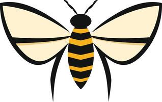 Simple, stylized illustration of a bee in black and yellow vector