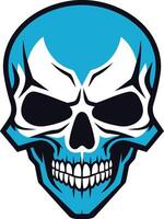 A bold and edgy skull graphic with a vibrant blue color scheme vector