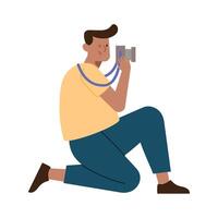 Man taking pictures with camera illustration vector