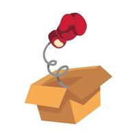 Boxing glove in box with wire and scissors vector
