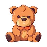 A cartoon brown teddy bear with an orange bow tie vector
