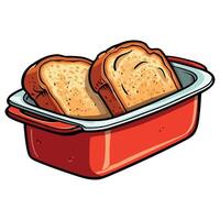 Toast in a red pan illustration vector