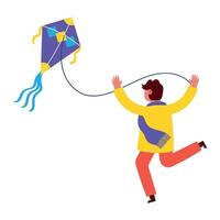 Man flying kite with string vector
