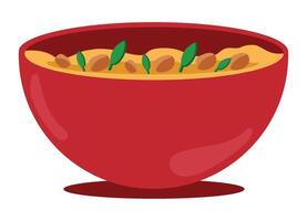 A bowl of rice with beans and peas in it vector