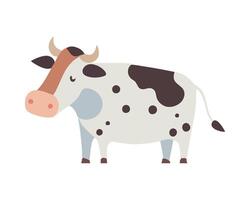 Cow with horns and spots on white background vector