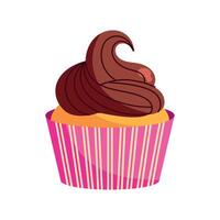 Cupcake with chocolate frosting illustration vector