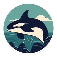 Killer whale jumping out of the water in a circle vector