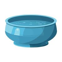 Blue bowl with water in it on a white background vector