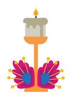 A candle with a bird on top of it vector