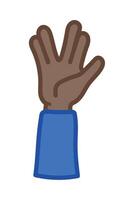 A hand with a blue glove and a hand up vector