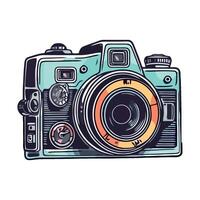 An old camera with a lens on it vector