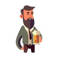 A man with a beard and a beer mug vector