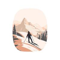 A person on skis is standing on a mountain vector