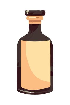 An old bottle with a brown lid on a white background