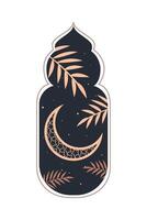 A jar with a crescent and palm leaves on it vector