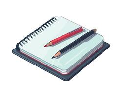 A notebook and pencil on a white background vector
