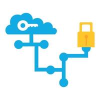 A cloud with a key and a lock connected to a network vector