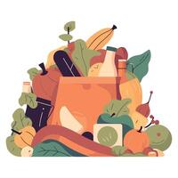 A bag full of fruits and vegetables vector