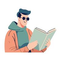 Man reading book, illustration vector