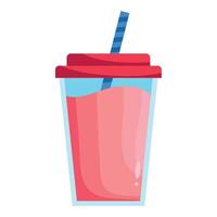 A drink in a cup with a straw and a straw vector