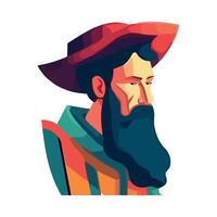 A man with a long beard and hat vector