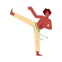 A man in a karate stance doing a kick vector