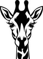 A bold, black and white illustration of a giraffe's face, perfect for branding, logos, and designs with a touch of wild inspiration vector